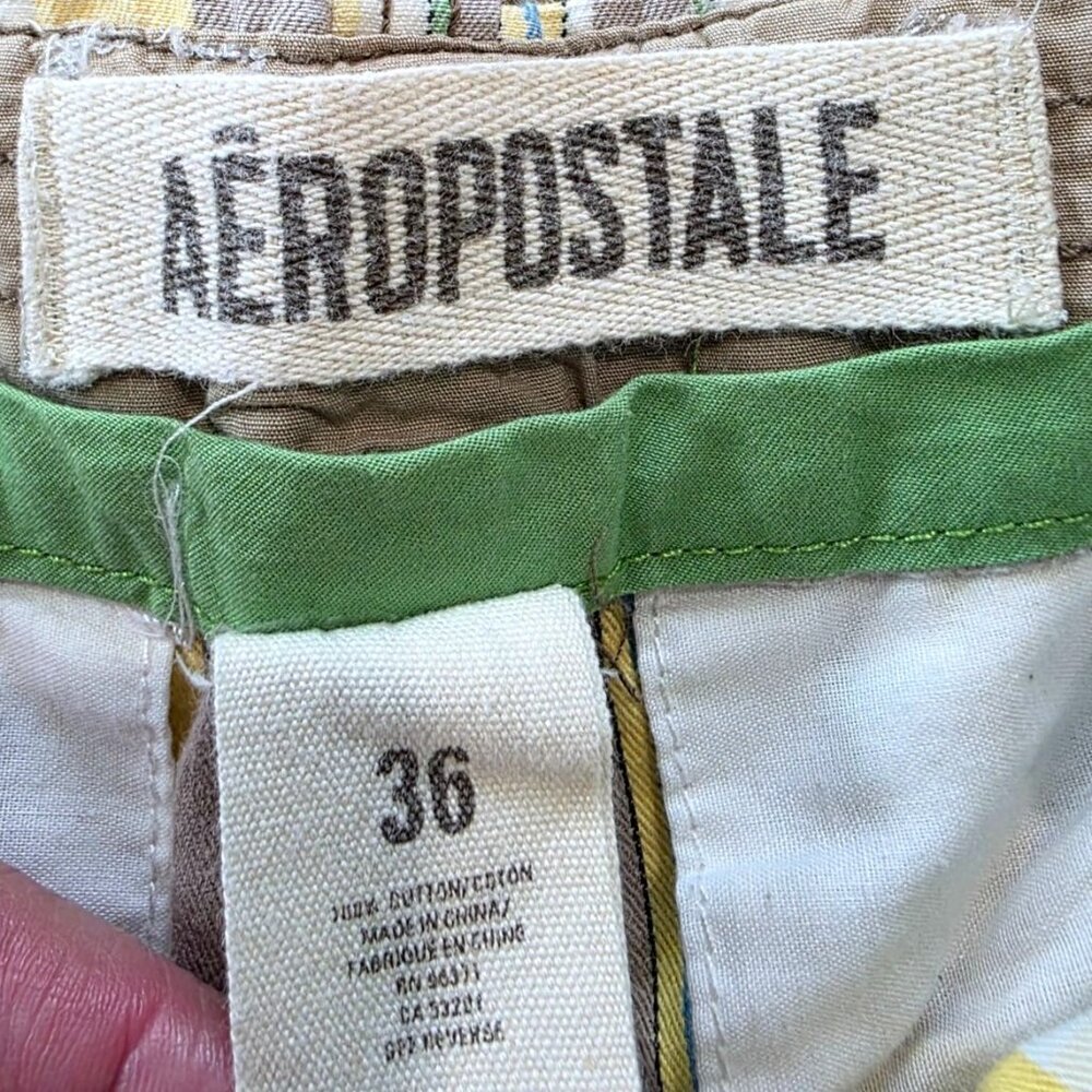 Aeropostale Y2K Preppy Casual Yellow Gray Plaid Cotton Casual Shorts Men's Sz 36 - Picture 3 of 6